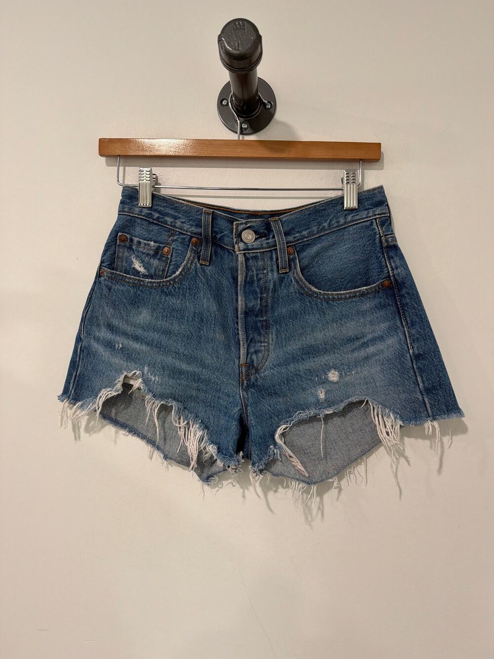 Levi's 501 Jean Shorts Distressed 2.5" Blue Size 24